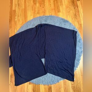 Talbots Navy Cotton Cable Knit Wrap